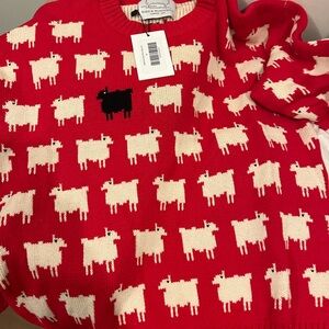 Red Sheep Pattern Sweater